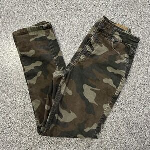 American Eagle Mom Jeans Size 0 Reg 25x27 Camo Corduroy Relaxed High Rise AE